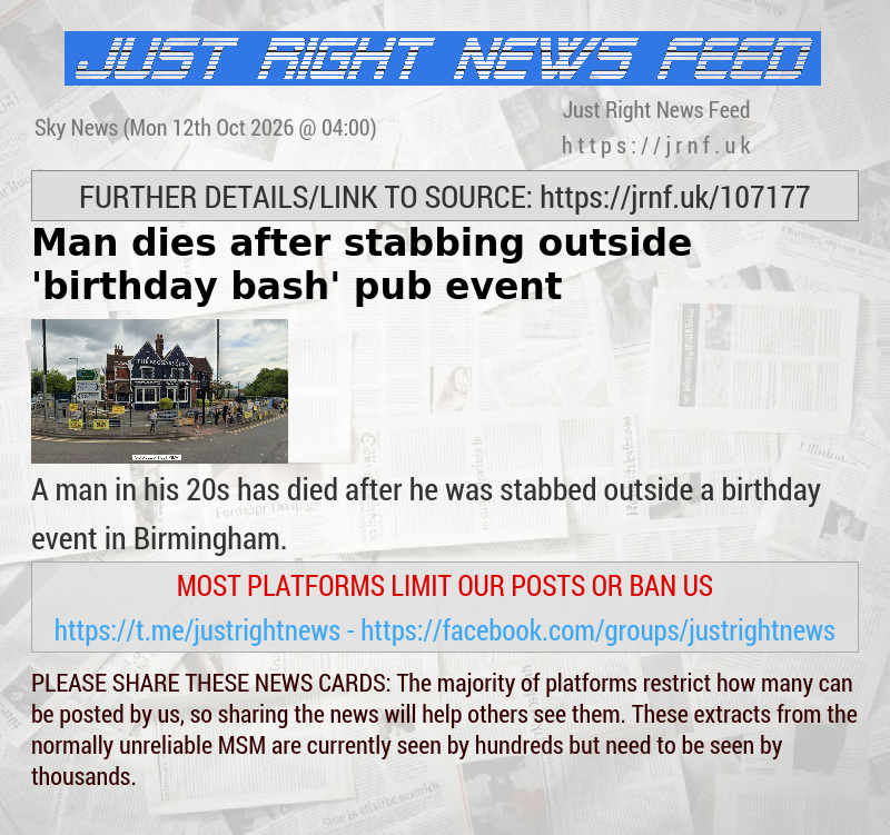 Man dies after stabbing outside ’birthday bash’ pub event