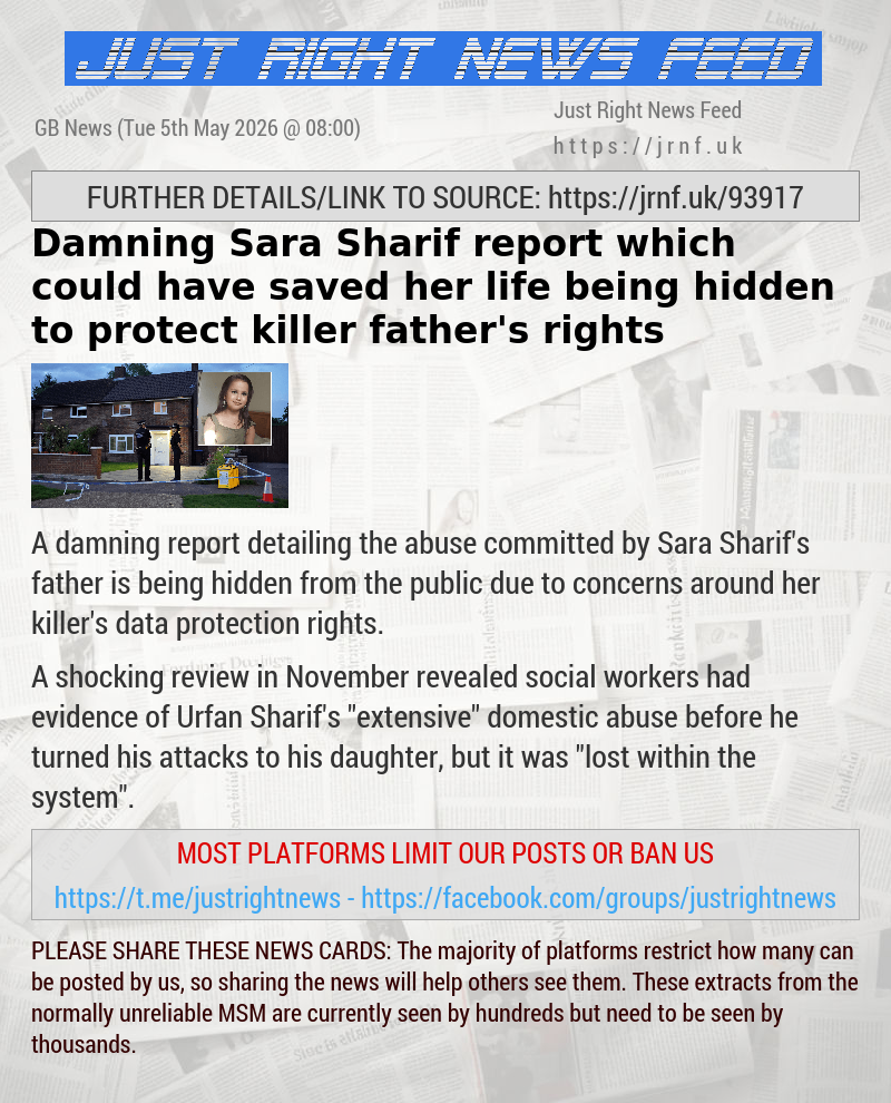 Damning Sara Sharif report which could have saved her life being hidden to protect killer father’s rights