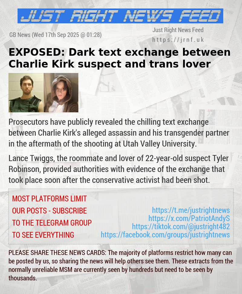 EXPOSED: Dark text exchange between Charlie Kirk suspect and trans lover