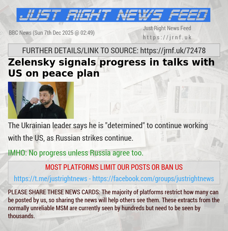 Zelensky signals progress in talks with US on peace plan 