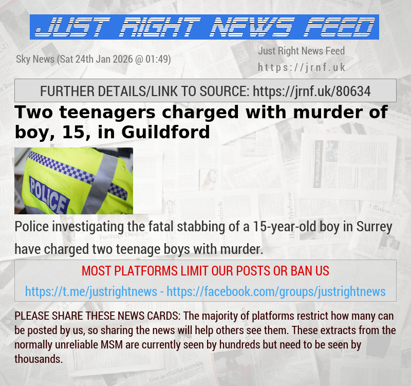 Two teenagers charged with murder of boy, 15, in Guildford