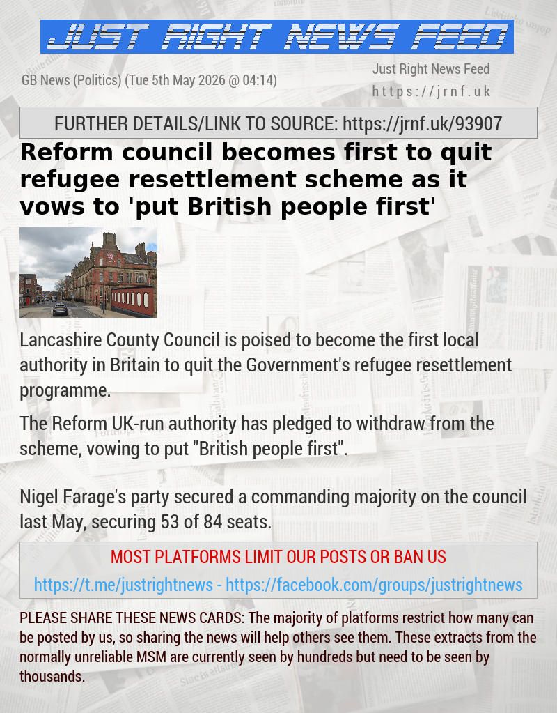 Reform council becomes first to quit refugee resettlement scheme as it vows to ’put British people first’