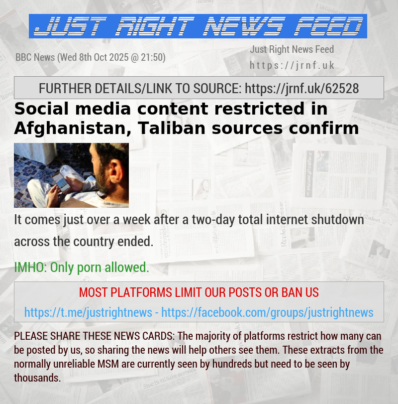 Social media content restricted in Afghanistan, Taliban sources confirm