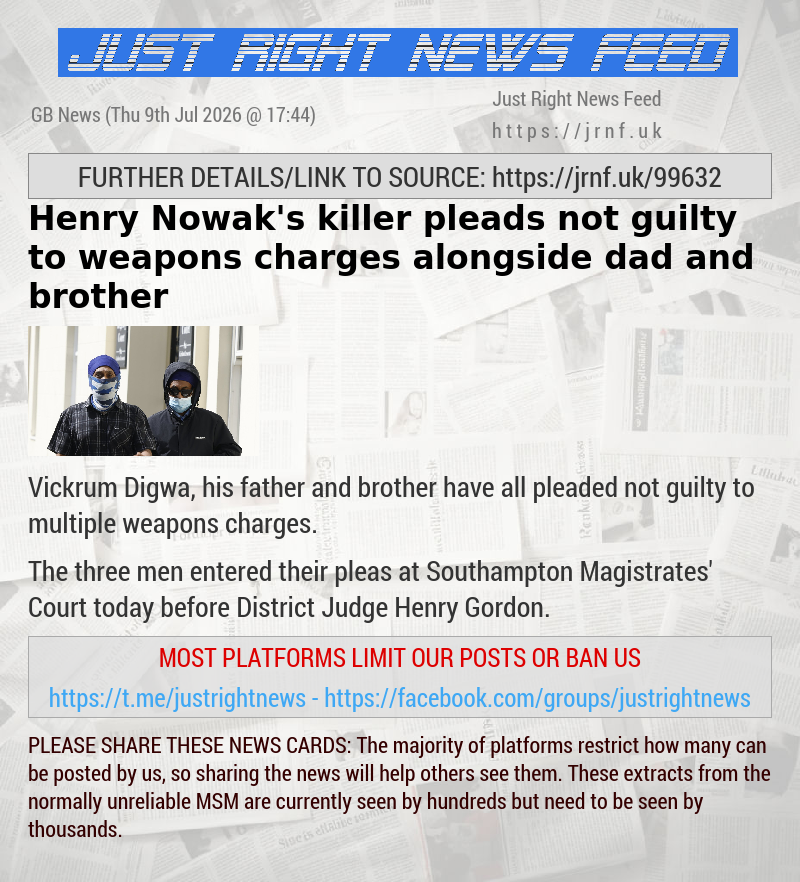 Henry Nowak’s killer pleads not guilty to weapons charges alongside dad and brother