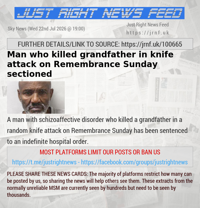 Man who killed grandfather in knife attack on Remembrance Sunday sectioned