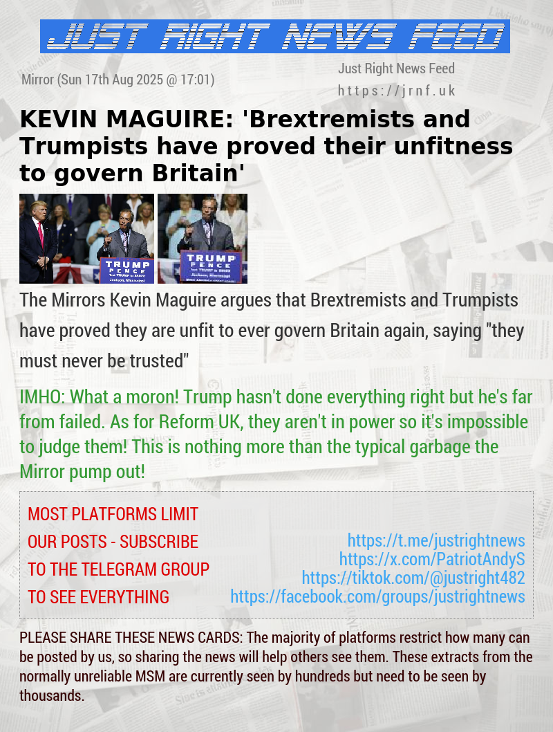 KEVIN MAGUIRE: ’Brextremists and Trumpists have proved their unfitness to govern Britain’