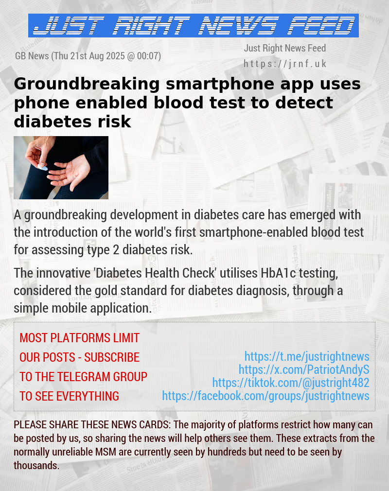 Groundbreaking smartphone app uses phone—enabled blood test to detect diabetes risk
