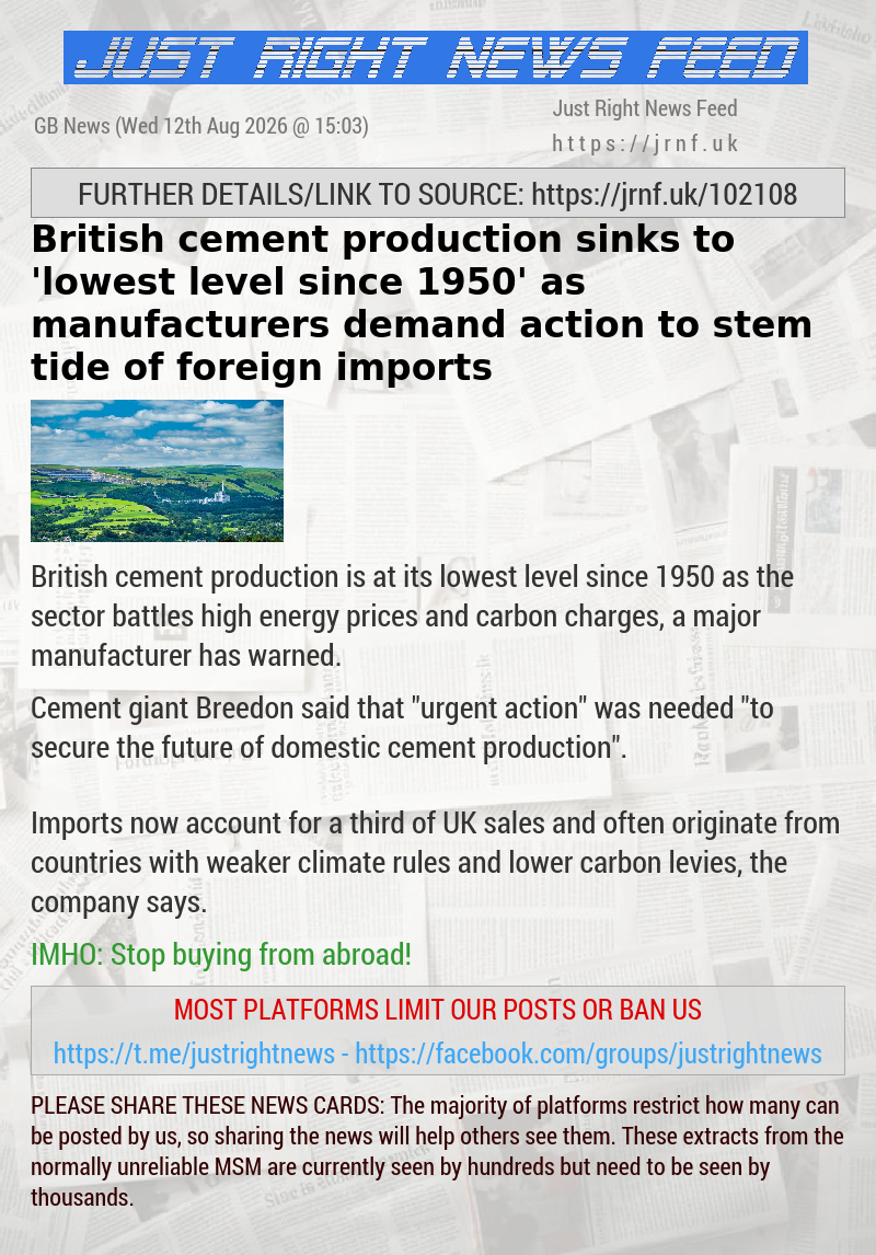 British cement production sinks to ’lowest level since 1950’ as manufacturers demand action to stem tide of foreign imports