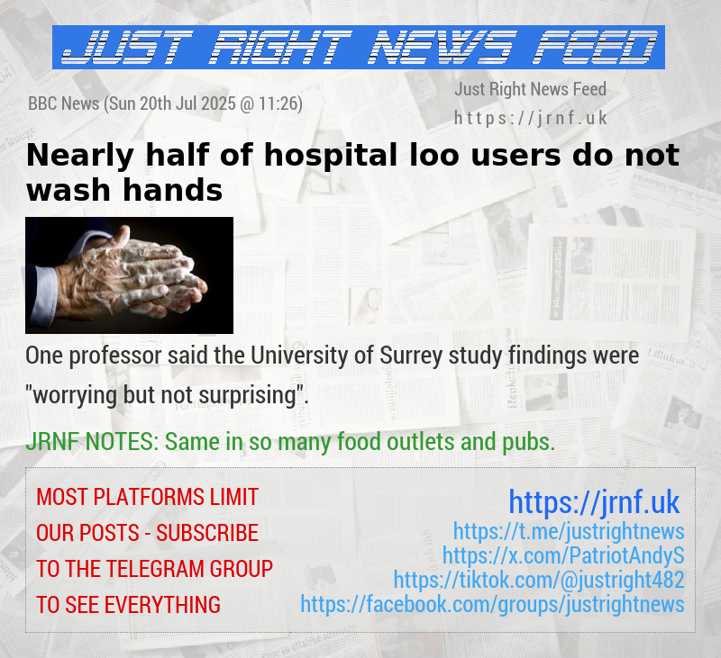 Nearly half of hospital loo users do not wash hands