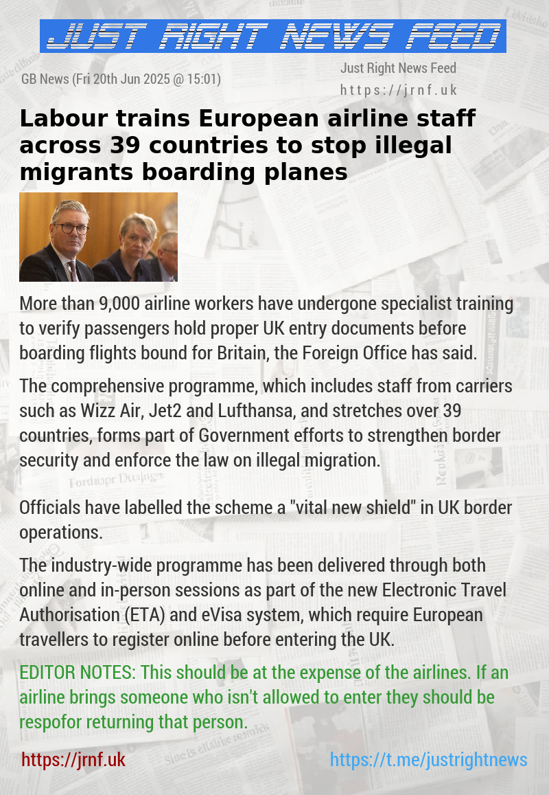 Labour trains European airline staff across 39 countries to stop illegal migrants boarding planes