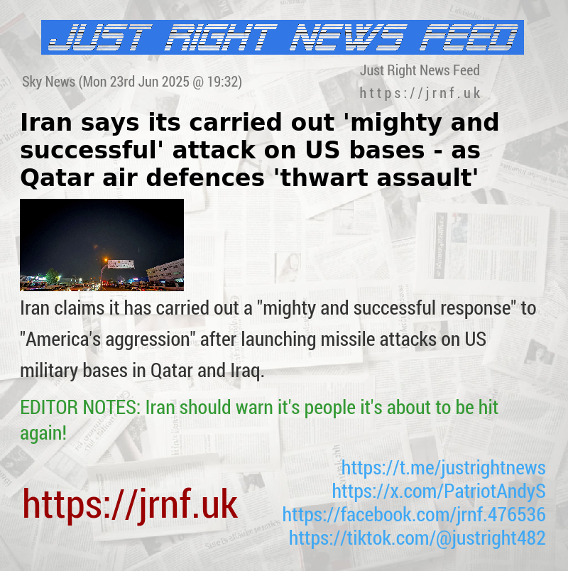Iran says its carried out ’mighty and successful’ attack on US bases — as Qatar air defences ’thwart assault’