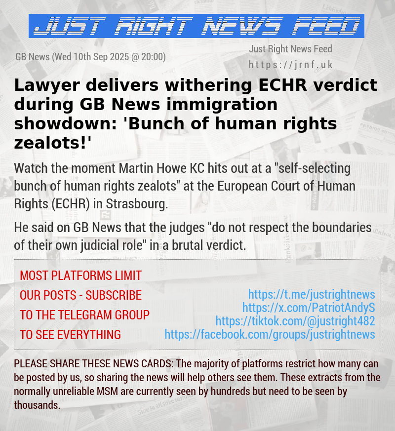 Lawyer delivers withering ECHR verdict during GB News immigration showdown: ’Bunch of human rights zealots!’