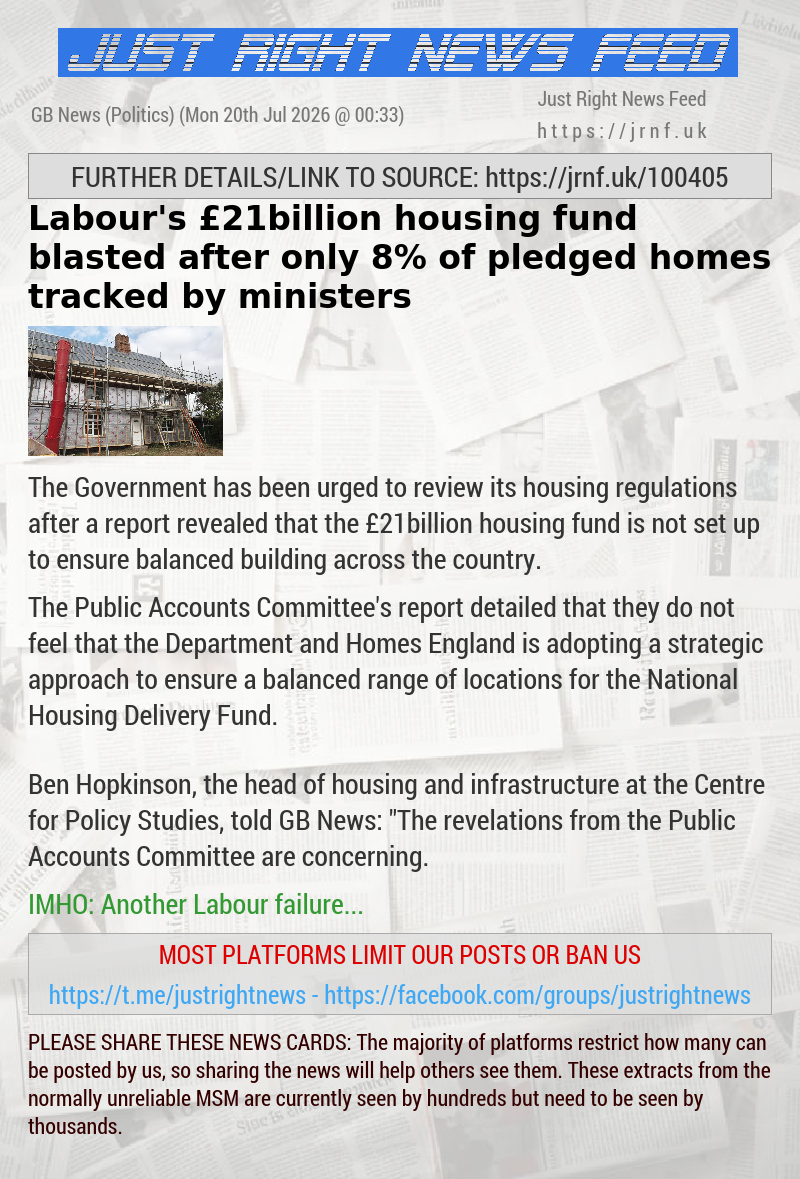 Labour’s &pound;21billion housing fund blasted after only 8% of pledged homes tracked by ministers