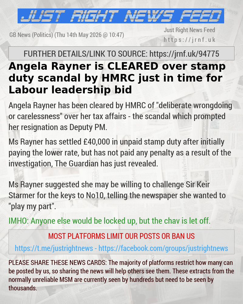 Angela Rayner is CLEARED over stamp duty scandal by HMRC just in time for Labour leadership bid