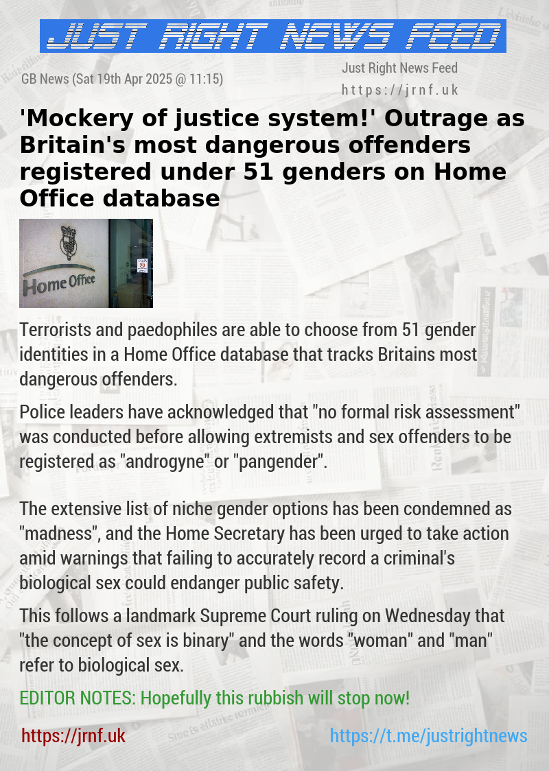 ’Mockery of justice system!’ Outrage as Britain’s most dangerous offenders registered under 51 genders on Home Office database