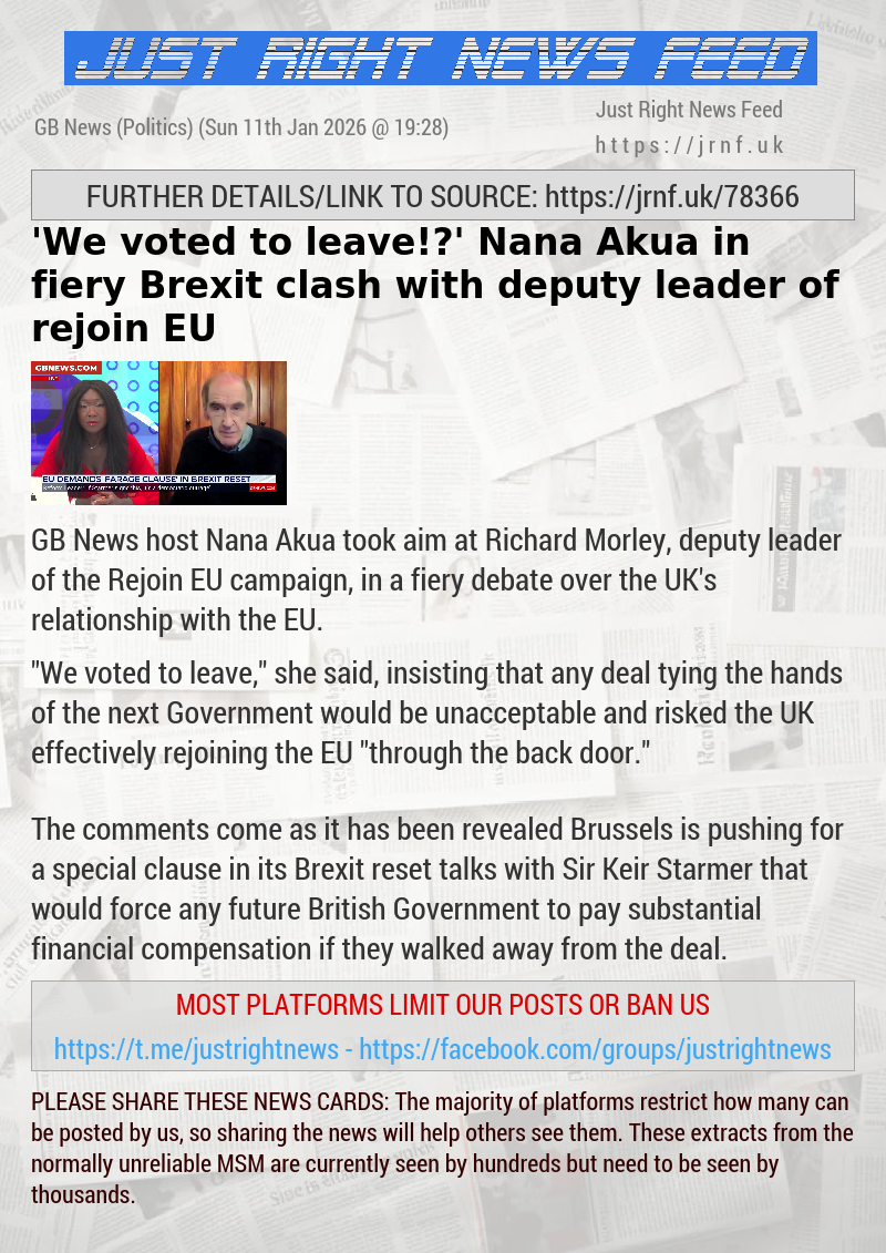 ’We voted to leave!?’ Nana Akua in fiery Brexit clash with deputy leader of rejoin EU