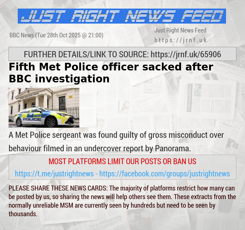 Fifth Met Police officer sacked after BBC investigation