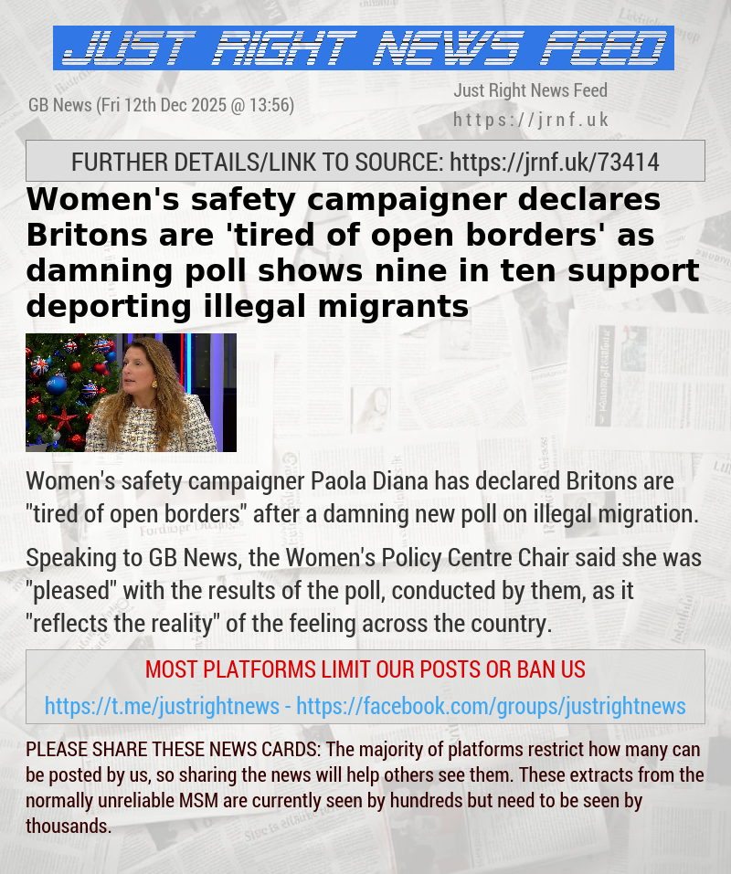 Women’s safety campaigner declares Britons are ’tired of open borders’ as damning poll shows nine in ten support deporting illegal migrants