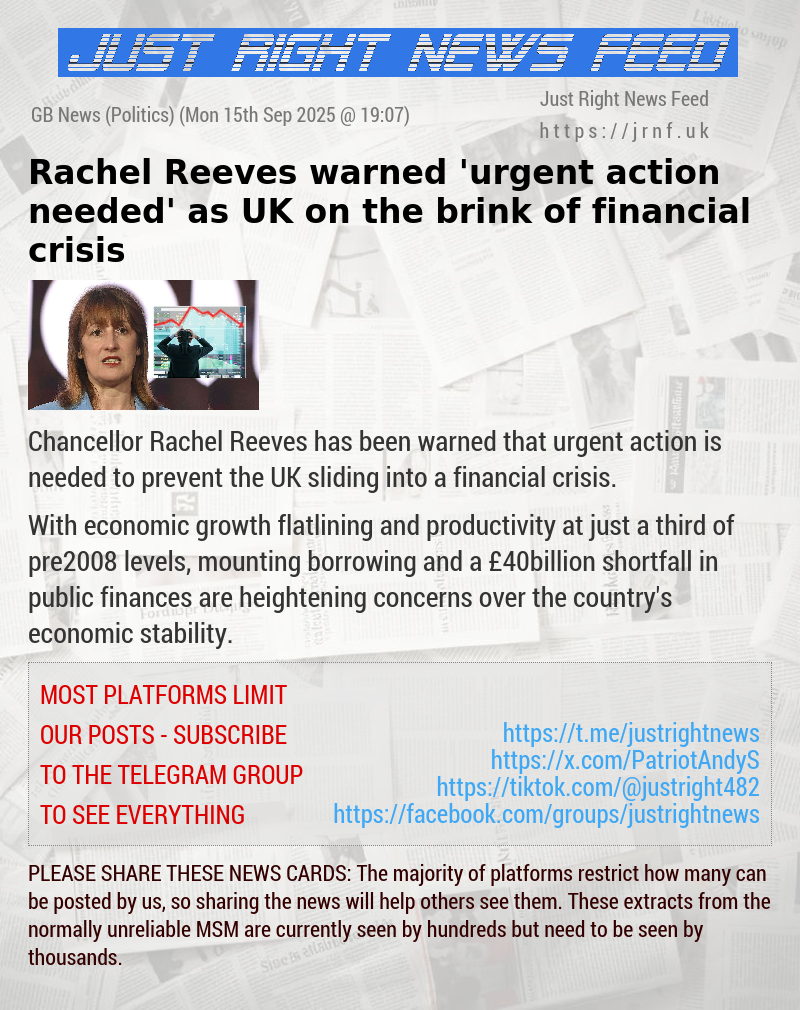 Rachel Reeves warned ’urgent action needed’ as UK on the brink of financial crisis
