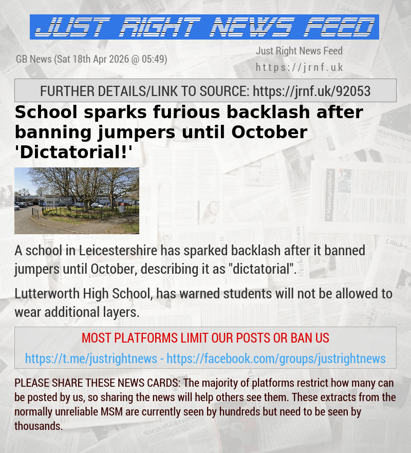 School sparks furious backlash after banning jumpers until October — ’Dictatorial!’