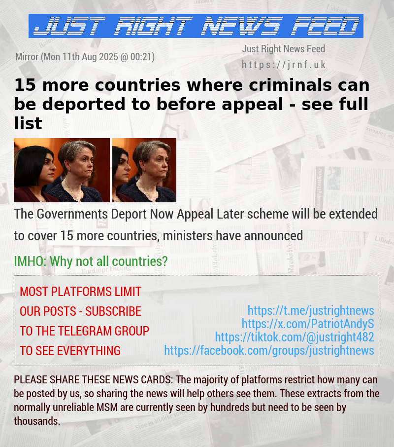 15 more countries where criminals can be deported to before appeal — see full list