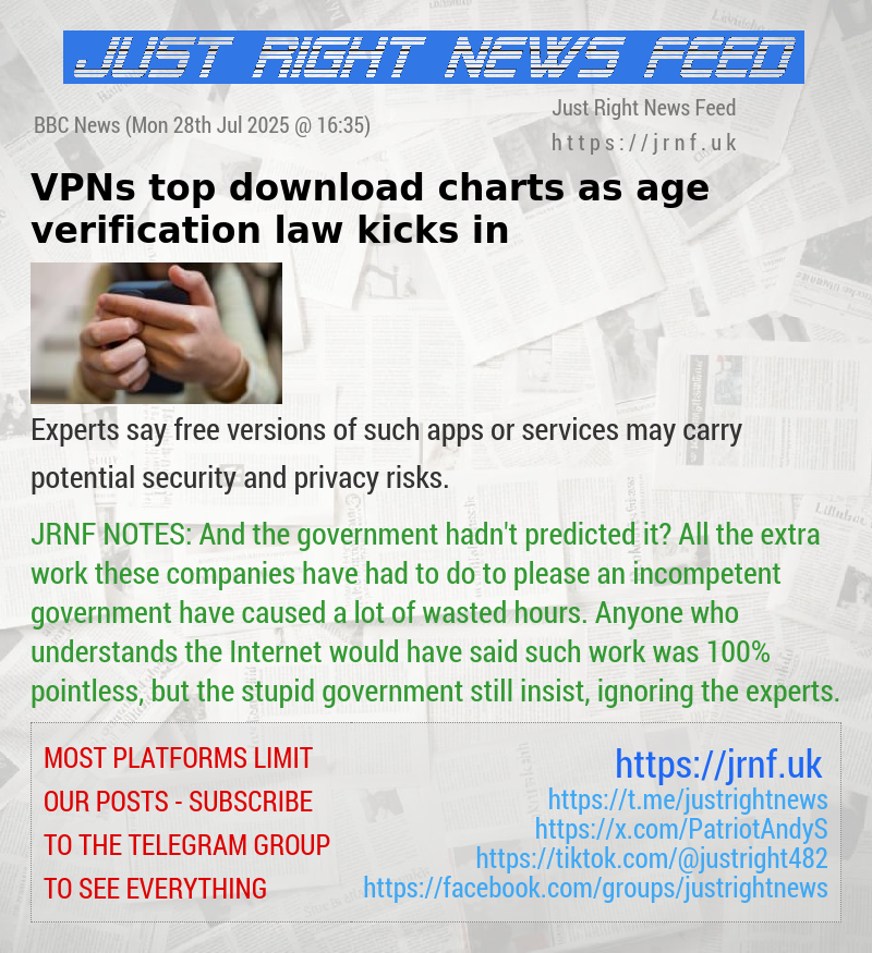 VPNs top download charts as age verification law kicks in