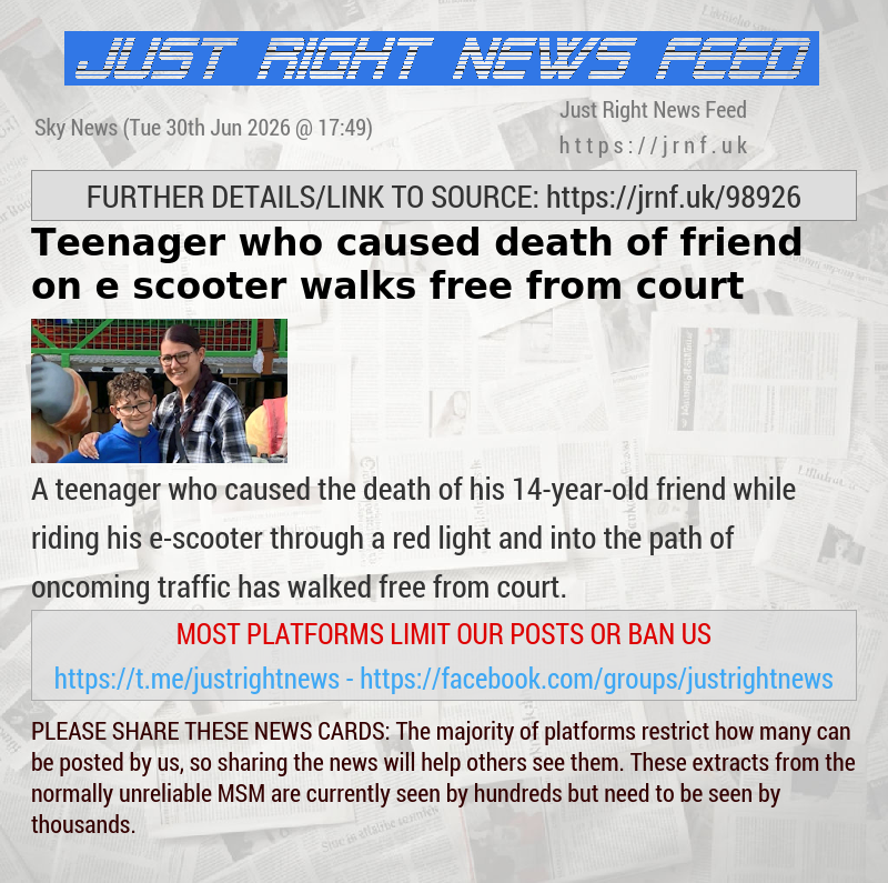 Teenager who caused death of friend on e—scooter walks free from court