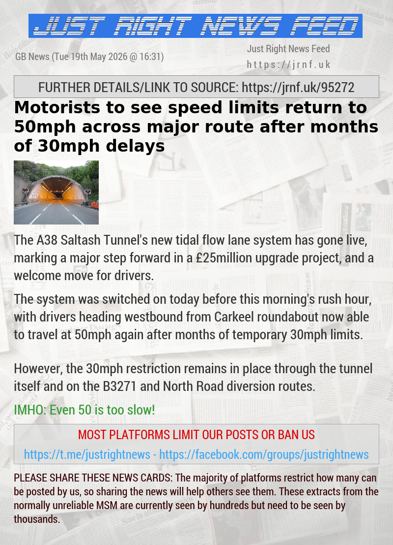 Motorists to see speed limits return to 50mph across major route after months of 30mph delays