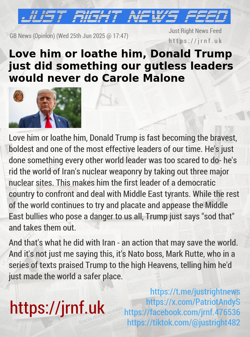 Love him or loathe him, Donald Trump just did something our gutless leaders would never do — Carole Malone