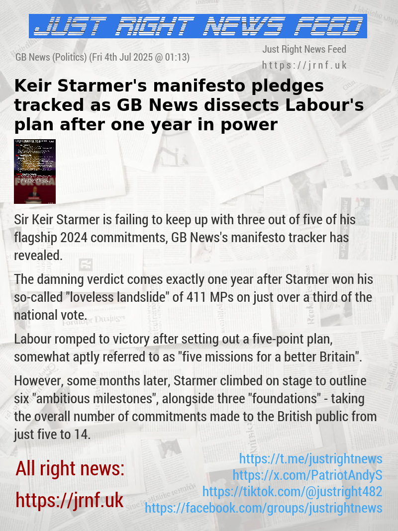 Keir Starmer’s manifesto pledges tracked as GB News dissects Labour’s plan after one year in power