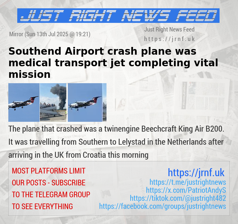 Southend Airport crash plane was medical transport jet completing vital mission