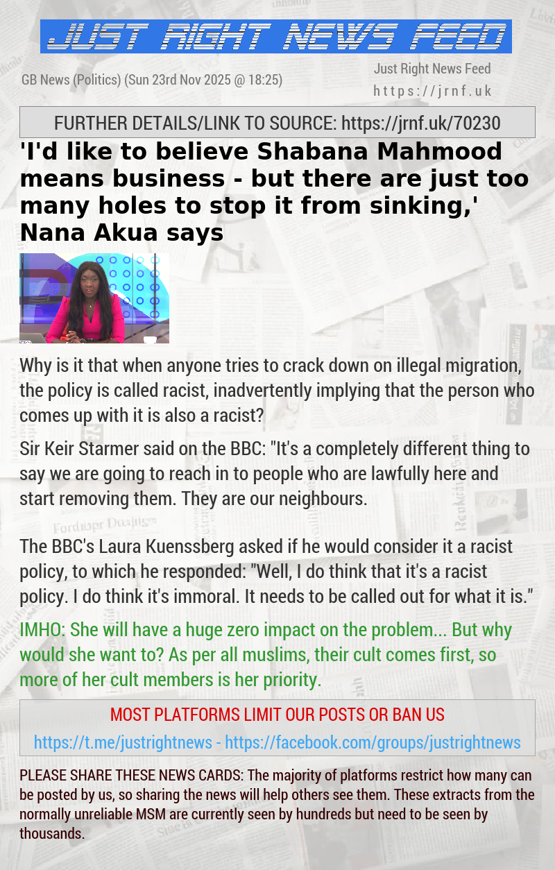 ’I’d like to believe Shabana Mahmood means business — but there are just too many holes to stop it from sinking,’ Nana Akua says