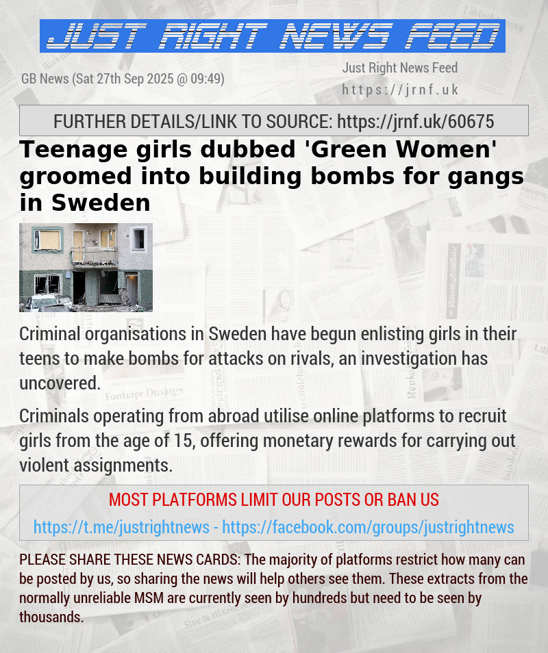 Teenage girls dubbed ’Green Women’ groomed into building bombs for gangs in Sweden