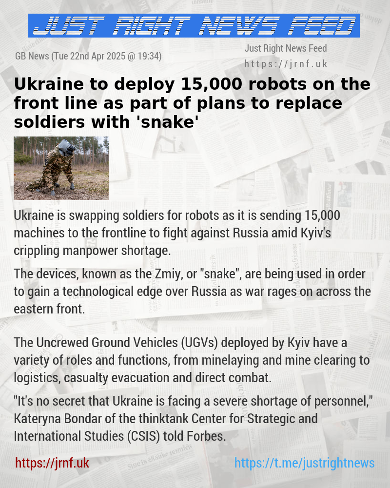 Ukraine to deploy 15,000 robots on the front line as part of plans to replace soldiers with ’snake’