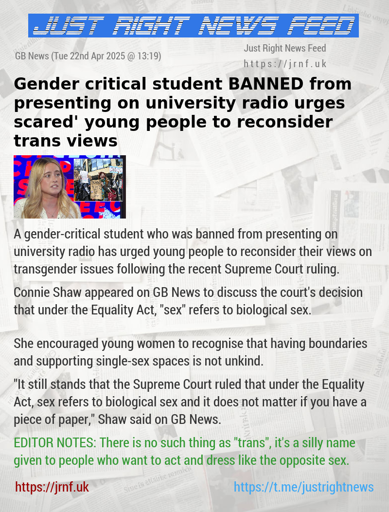 Gender—critical student BANNED from presenting on university radio urges ‘scared’ young people to reconsider trans views