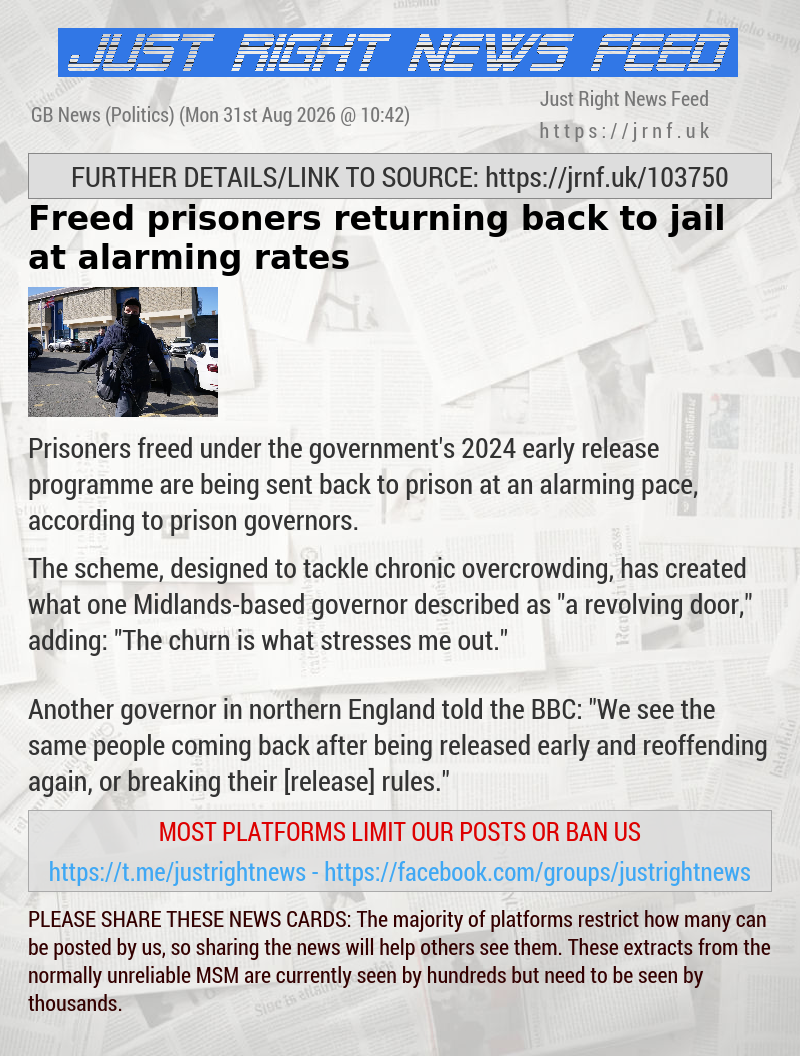 Freed prisoners returning back to jail at alarming rates