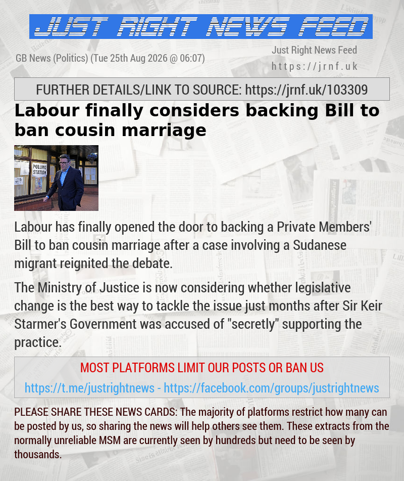 Labour finally considers backing Bill to ban cousin marriage