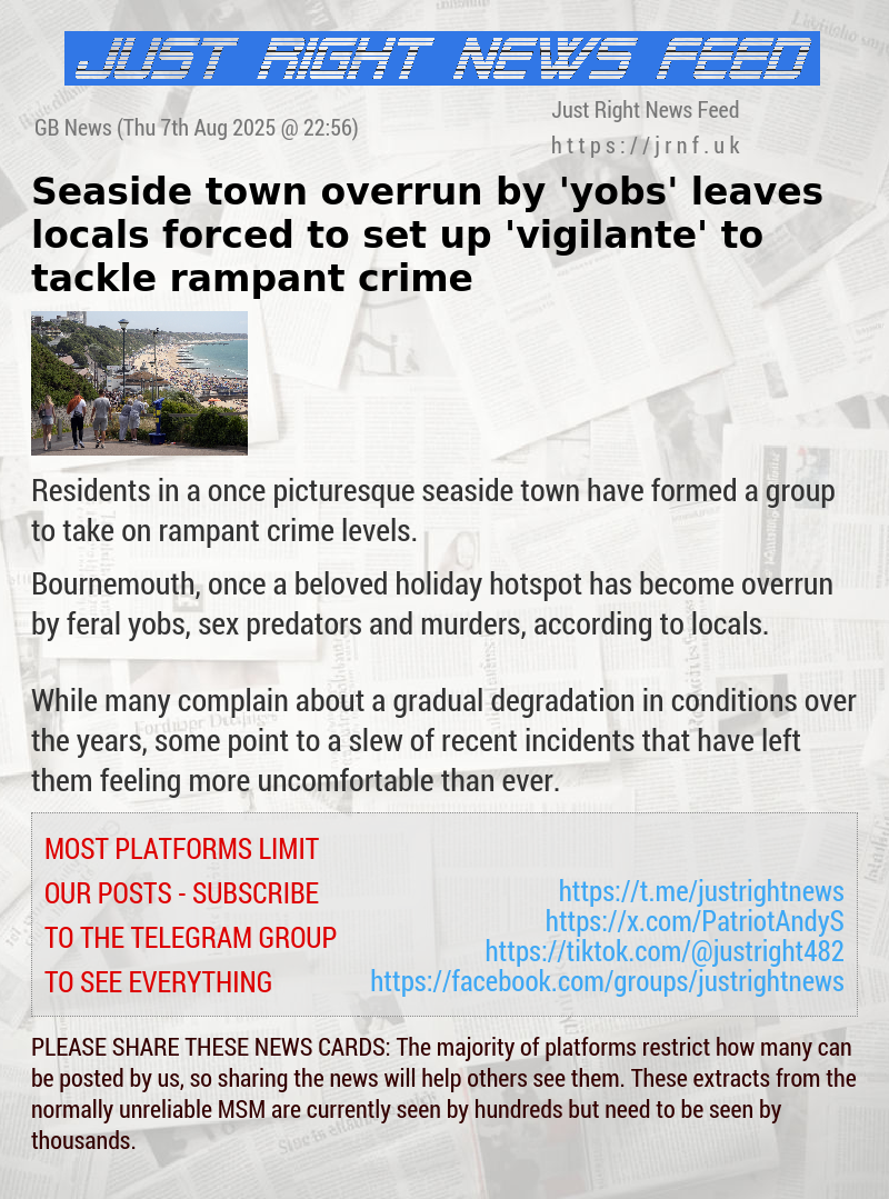 Seaside town overrun by ’yobs’ leaves locals forced to set up ’vigilante’ to tackle rampant crime