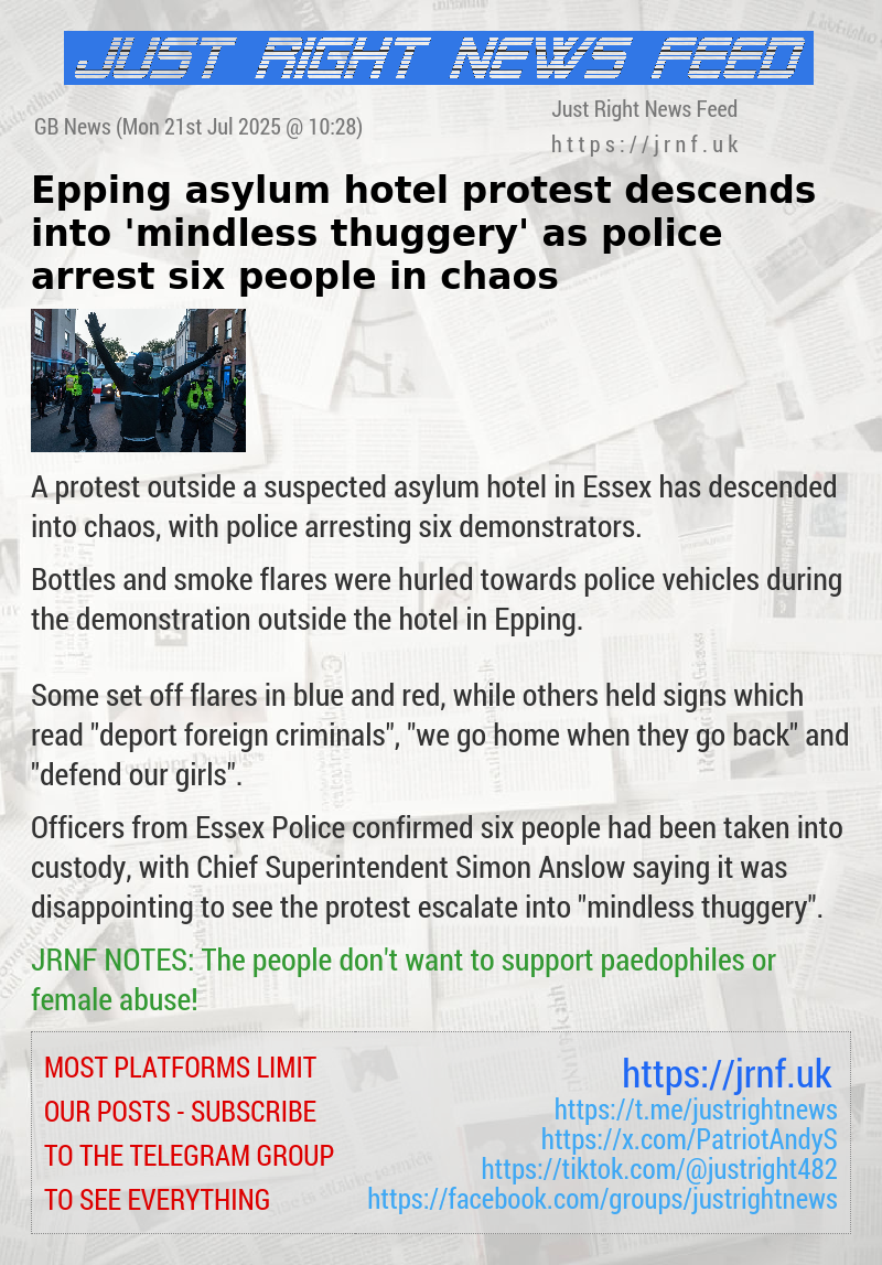 Epping asylum hotel protest descends into ’mindless thuggery’ as police arrest six people in chaos