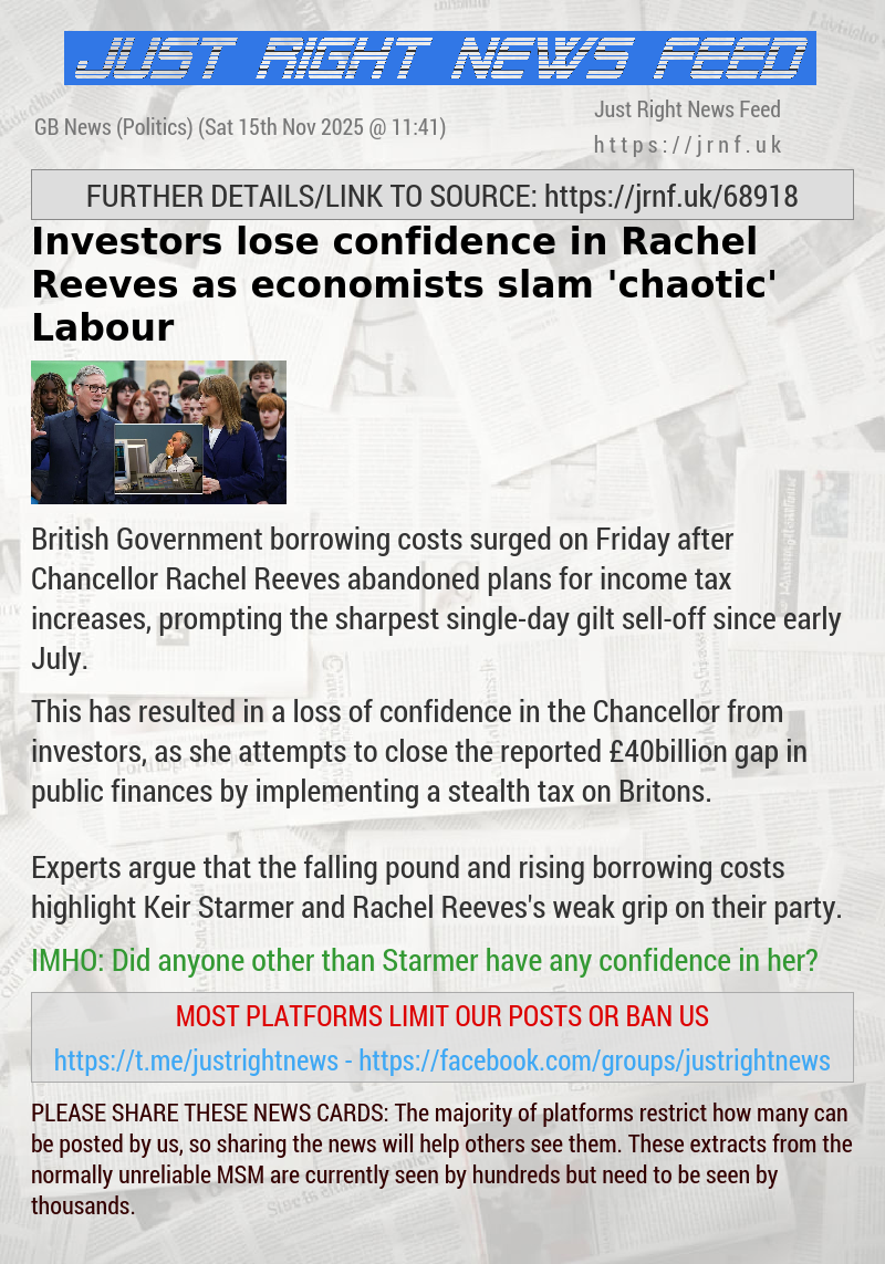 Investors lose confidence in Rachel Reeves as economists slam ’chaotic’ Labour
