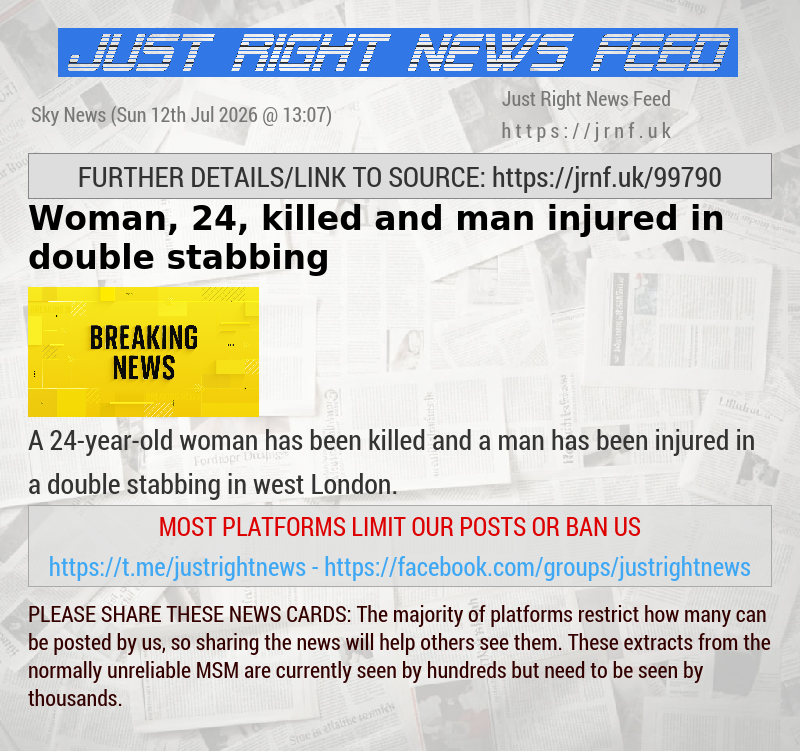 Woman, 24, killed and man injured in double stabbing