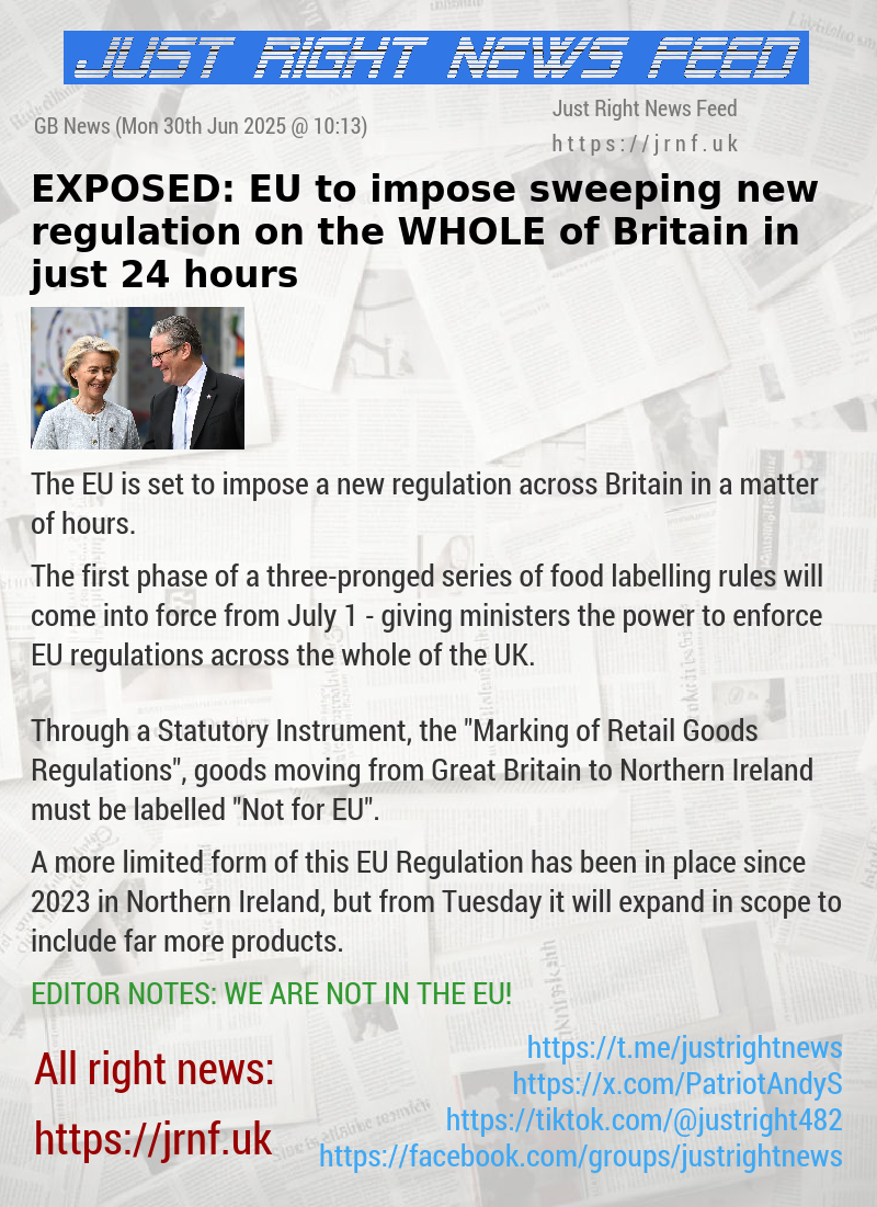 EXPOSED: EU to impose sweeping new regulation on the WHOLE of Britain in just 24 hours