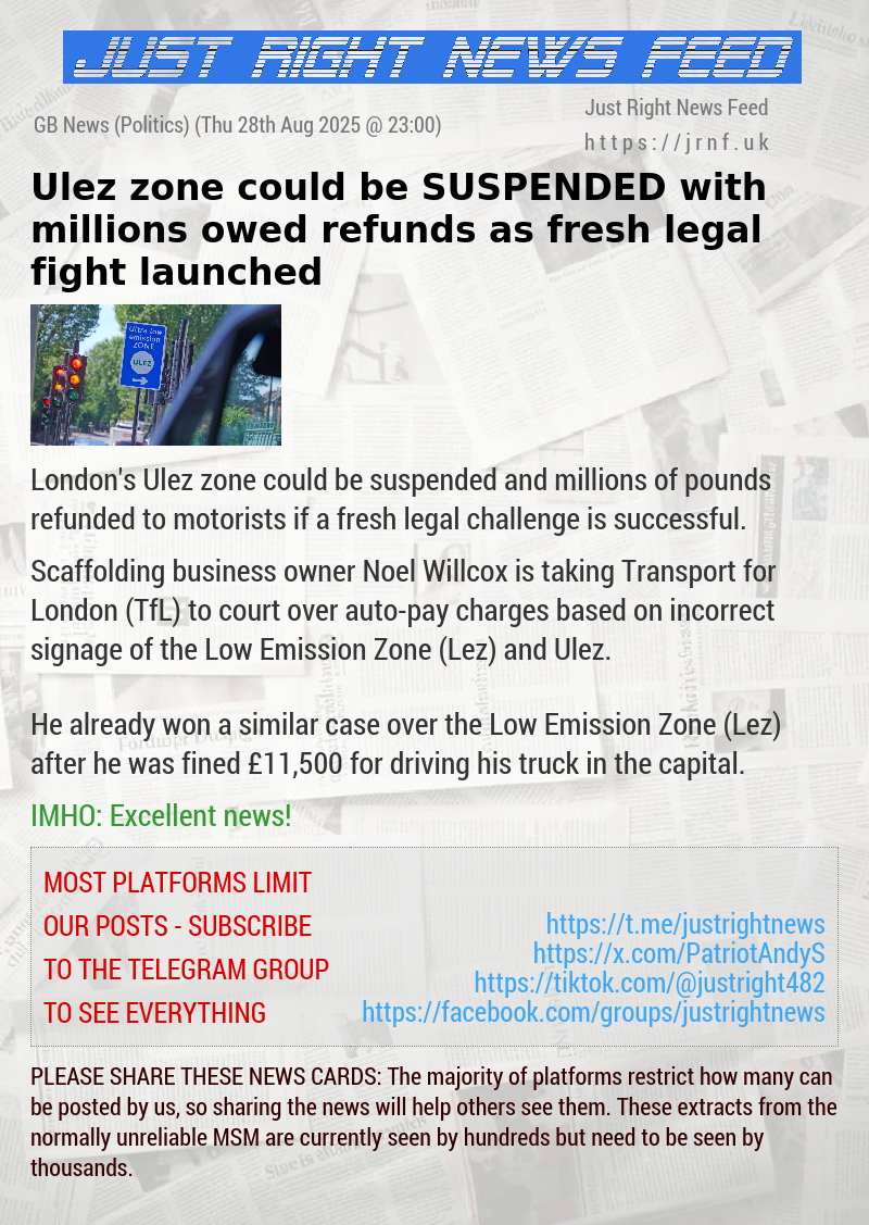 Ulez zone could be SUSPENDED with millions owed refunds as fresh legal fight launched