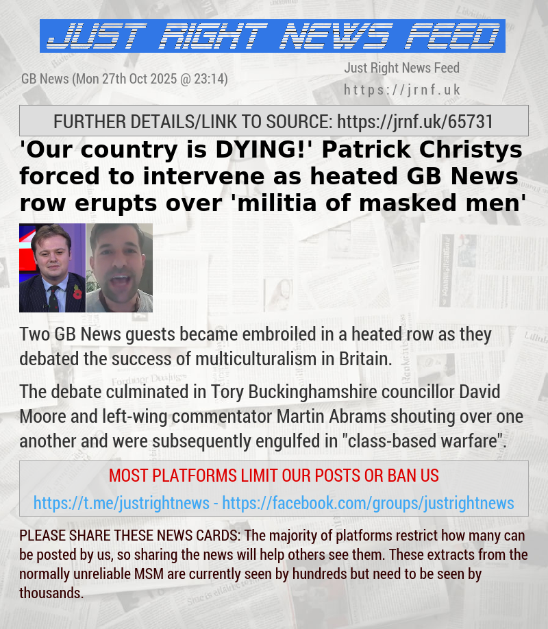 ’Our country is DYING!’ Patrick Christys forced to intervene as heated GB News row erupts over ’militia of masked men’