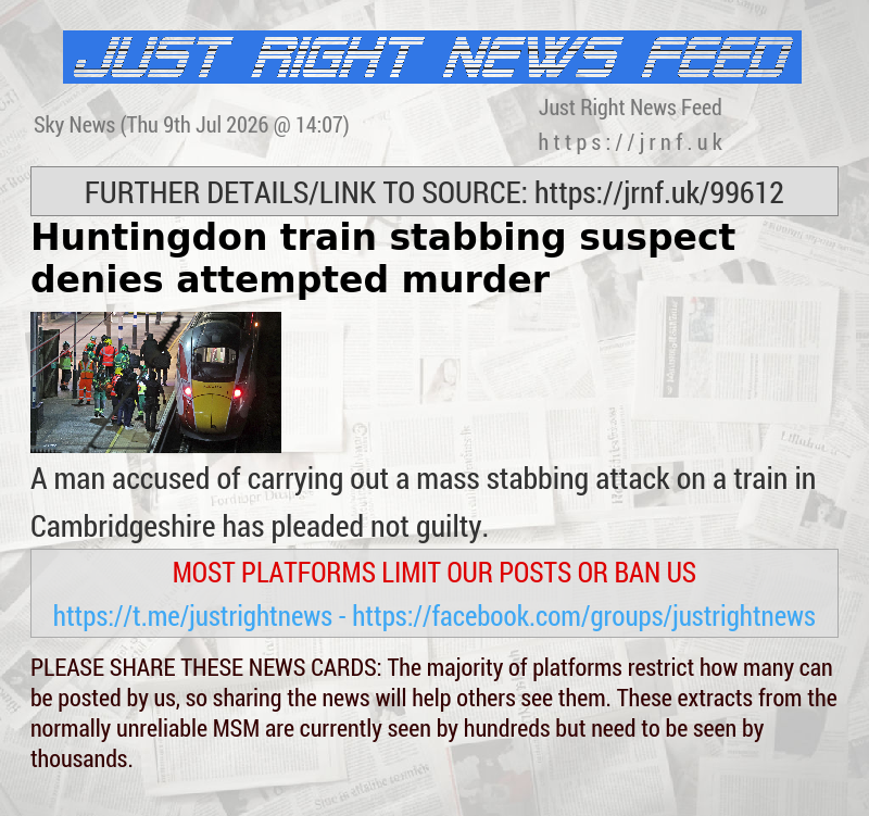 Huntingdon train stabbing suspect denies attempted murder