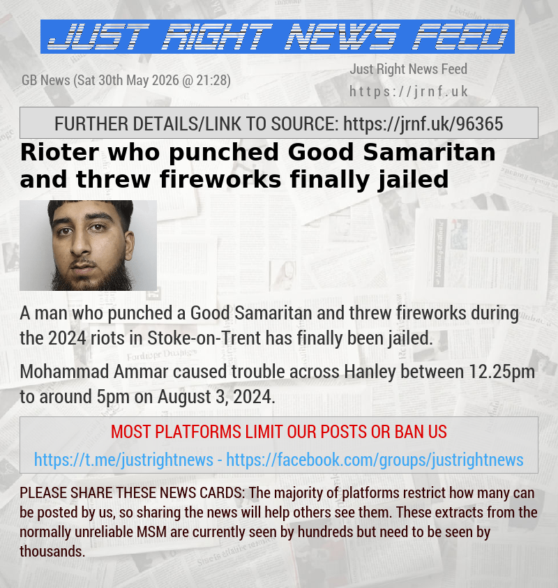 Rioter who punched Good Samaritan and threw fireworks finally jailed