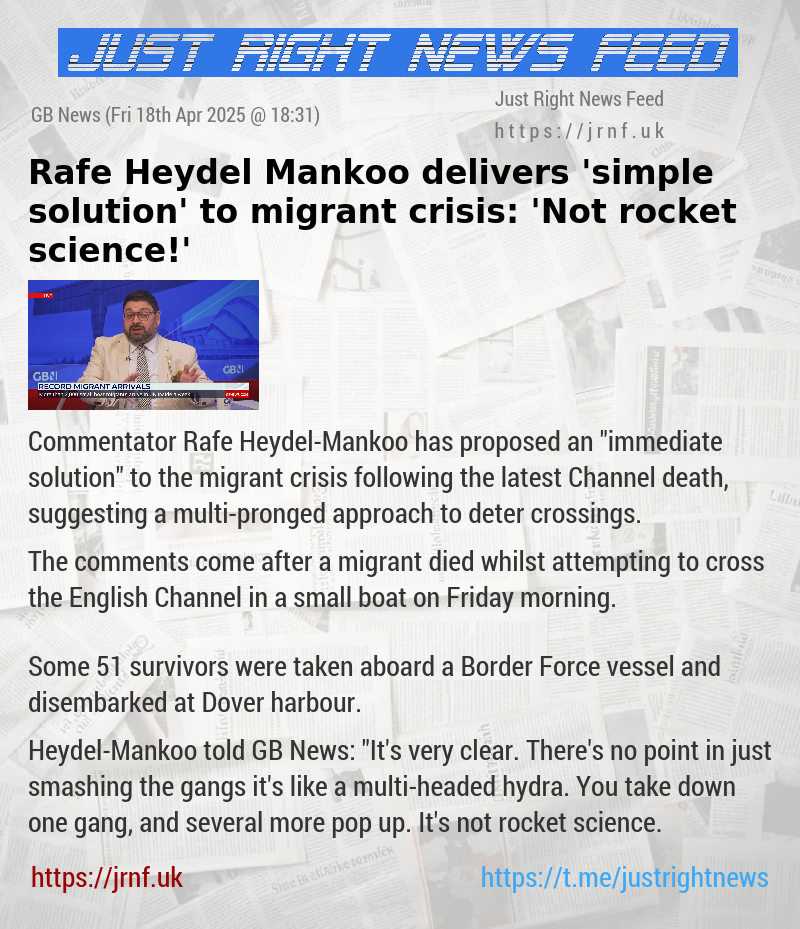 Rafe Heydel—Mankoo delivers ’simple solution’ to migrant crisis: ’Not rocket science!’