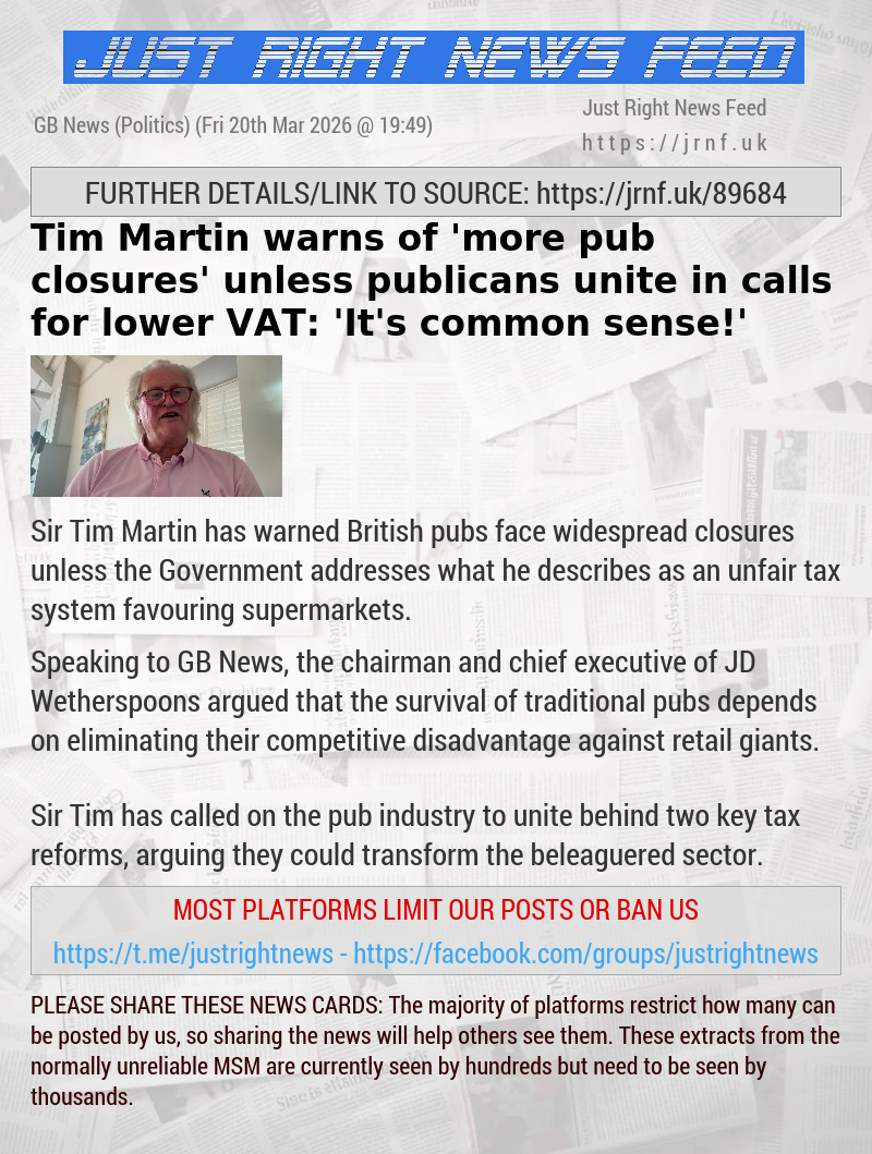 Tim Martin warns of ’more pub closures’ unless publicans unite in calls for lower VAT: ’It’s common sense!’