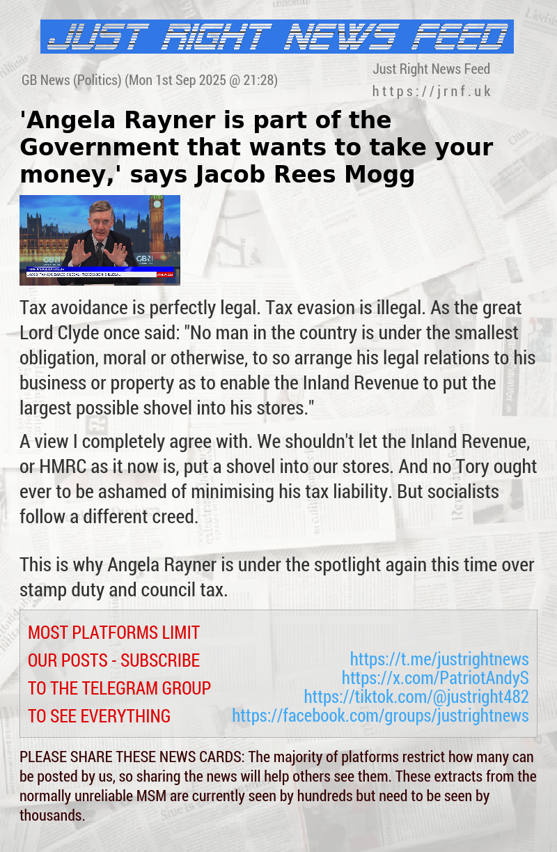 ’Angela Rayner is part of the Government that wants to take your money,’ says Jacob Rees Mogg