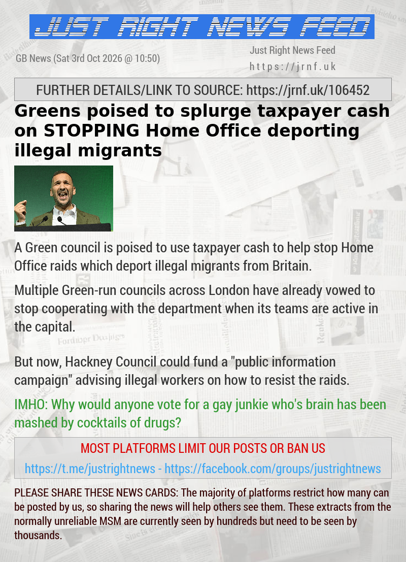 Greens poised to splurge taxpayer cash on STOPPING Home Office deporting illegal migrants
